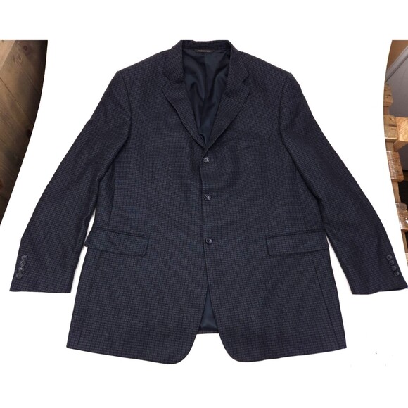 Joseph & Feiss Other - Joseph & Feiss Sport Coat 48 Long 3 Button Blue Black 100% Lambs wool